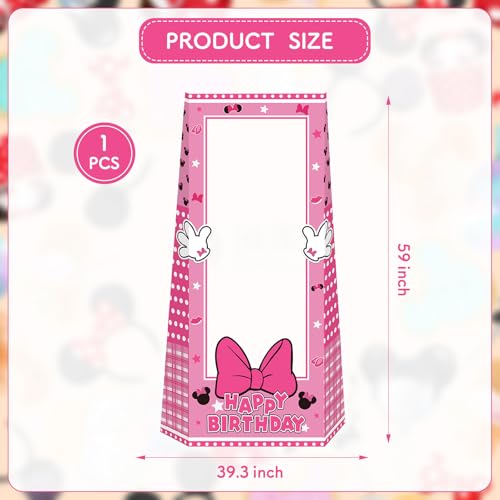 Large Pink Mouse Birthday Photo Booth Frame - 59-Inch Cardstock Prop