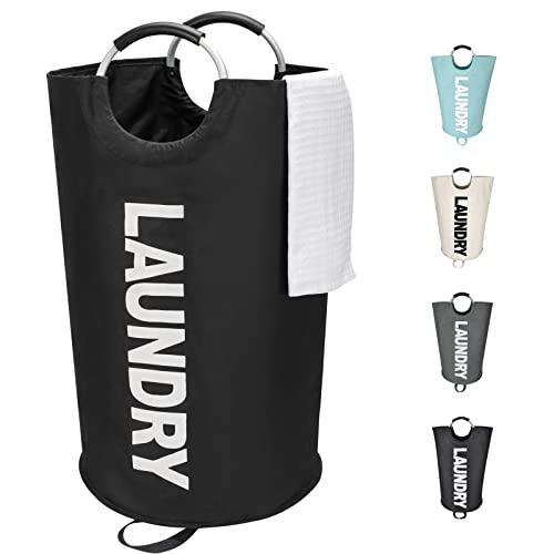 Maxsilan 90L Large Collapsible Tall Laundry Basket Hamper, Black