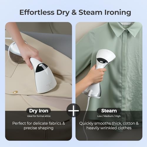 1500W Portable Garment Steamer with Ceramic Soleplate & 3 Steam Settings