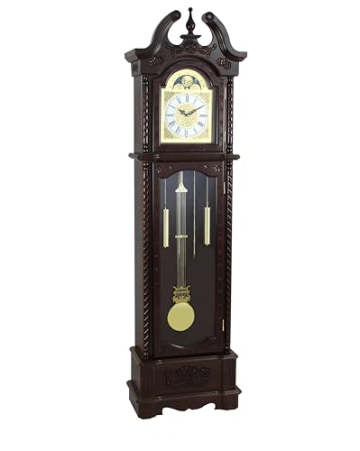 Grandfather Floor Clock with Walnut Finish, Glass Door, Westminster Chime