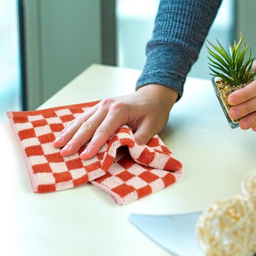 Jacquotha Checkered Cotton Wash Cloths 4 Pack - Vibrant Colors, 13x13 Inches