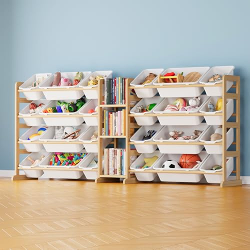 Large Kids Toy Storage Organizer with 24 Bins and 3 Shelves, White