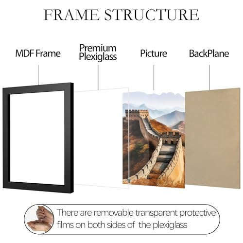11x17 Black Picture Frame for Wall Mount Display with Shatterproof Cover