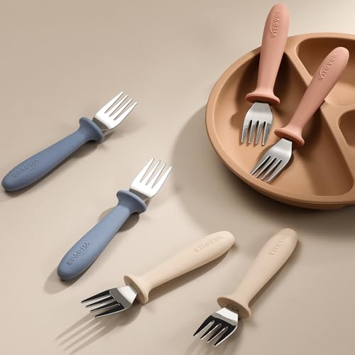 Toddler Forks 6-Piece Set with Silicone Handle Stainless Steel