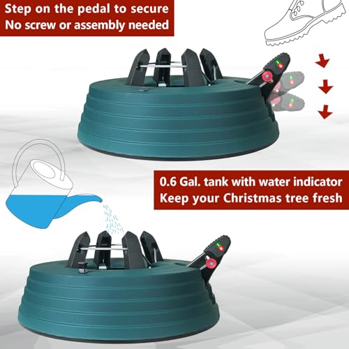 Real Christmas Tree Stand with Water Reservoir & Foot Pedal Setup for 6ft Trees