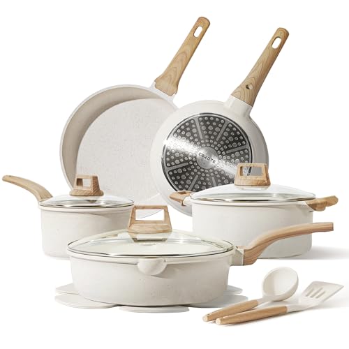 14-Piece Nonstick Cookware Set - Granite Pots and Pans Set, Induction Ready