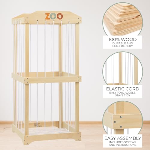 Wooden Stuffed Animal Storage Organizer for Kids Playroom and Nursery