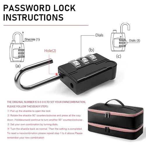 Lockable Discreet Storage Bag with Password Locks and 4 Bonus Organizer Bags