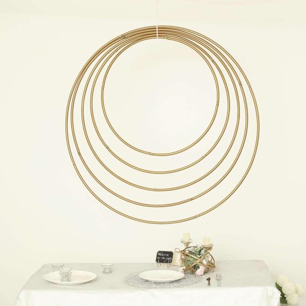 36-Inch Gold Metal Floral Hoop Wreath Frame for Wedding & Event Decor