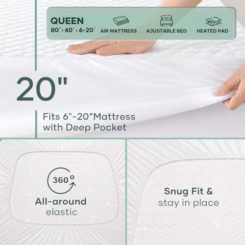 OhGeni Queen Waterproof Mattress Protector - Cooling Breathable Bamboo Pad