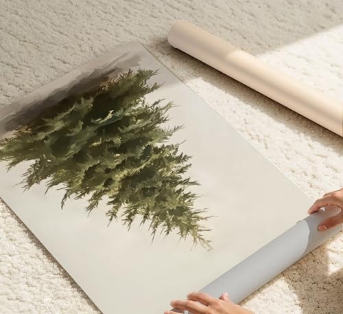OBTRTS Christmas Wall Art Poster 10x8 Inches Rustic Pine Botanical Holiday Decor