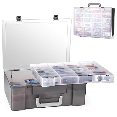 72-Compartment Toy Organizer Case with 3 Layers of Removable Trays