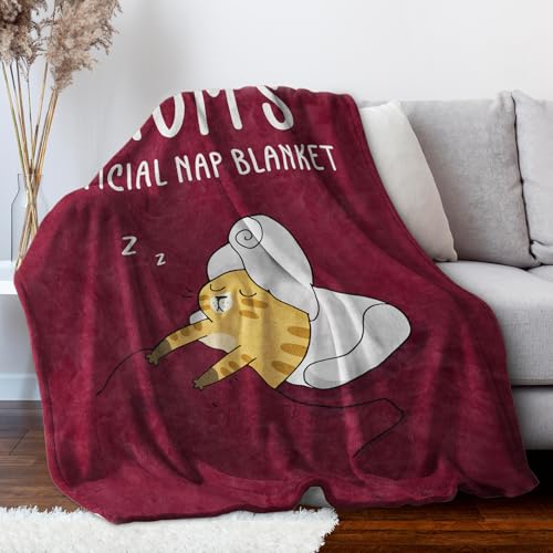 60x50 Mom Gifts Blanket from Daughter or Son - Burgundy Cozy Nap Blanket