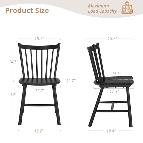 Set of 4 Farmhouse Spindle Back Dining Chairs - Solid Wood Windsor Chairs