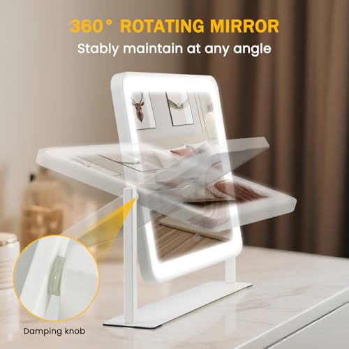 Vanity Mirror with Lights, 14"×12" LED Makeup Mirror, HD Professional
