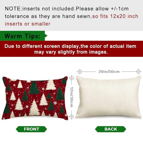 RABUSOFA Christmas Pillow Cover 12x20 Inches Red Tree Outdoor Decor