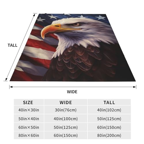 AmePay American Flag Eagle Throw Blanket 80x60 Blue - Soft Microfiber Flannel