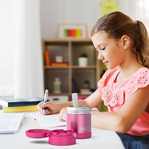 THERMOS FUNtainer Kids Insulated Food Jar with Spoon 10oz Pink