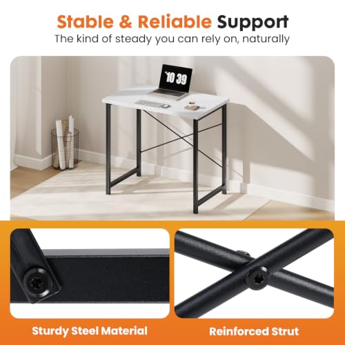 32-Inch Modern Small Computer Desk for Home Office, White Writing Desk