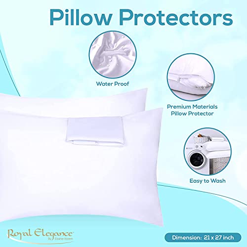 Waterproof Vinyl Pillow Protectors - 2-Pack Standard Zippered Encasement