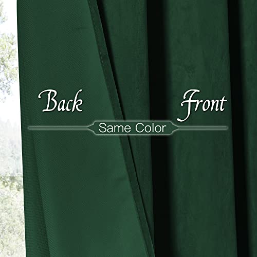 RYB HOME Hunter Green Velvet Blackout Curtains 52W x 108L (Pack of 2) – 104" Total Width