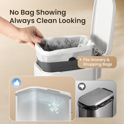 Slim Bathroom Trash Can with Lid, Soft Close Stainless Steel 6L