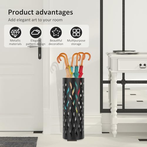 Metal Umbrella Stand, Freestanding Hollow Umbrella Holder for Entryway