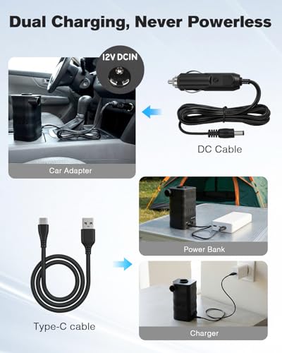 Portable Electric Air Pump with 6000mAh Battery & 3 Nozzles