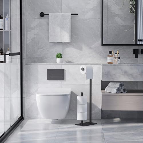 Free Standing Toilet Paper Holder Stand with 4 Roll Capacity