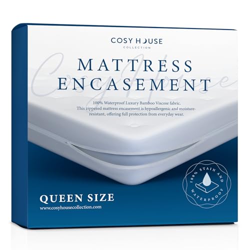 Luxury Zippered Mattress Encasement - 100% Waterproof, Bamboo Blend - Queen Size