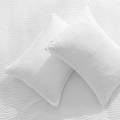 Jacquard Geometric 3-Piece Queen Duvet Cover Set with Pillow Shams - White