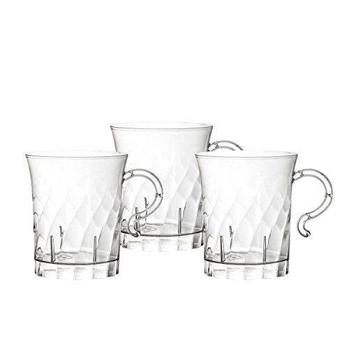 8 oz Clear Hard Plastic Punch Bowl Cups with Handles - 10 Count