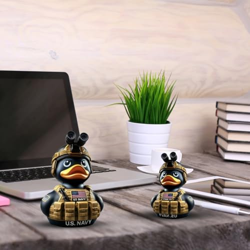 Military Veteran Tribute Duck Resin Figurine for Jeep Decor and Gifts