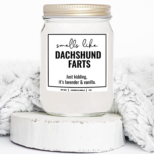Funny Dachshund Farts Candle - Wiener Dog Lavender Vanilla Scented Gift