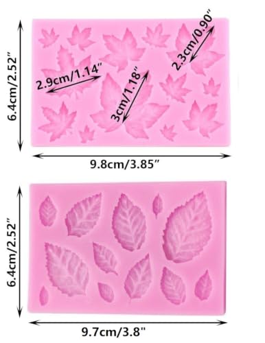 SUNKOOL 2Pcs Leaf Mold Silicone Leaves Cake & Craft Decoration