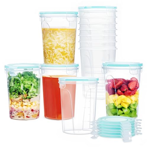 Vtopmart 12 Pack 32oz Deli Containers with Airtight Lids, Soup Containers for Take-out, Plastic Food Storage Containers for Meal Prep, Salad, Fruit, Lunch, Microwave/Dishwasher/Freezer Safe