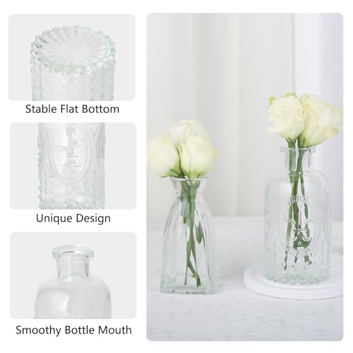 Clear Glass Bud Vases Set of 22 - Vintage Small Flower Vases for Centerpieces