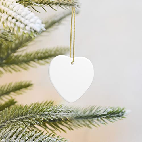 Personalized Ceramic Heart Christmas Ornament DIY Custom Holiday Decoration - White