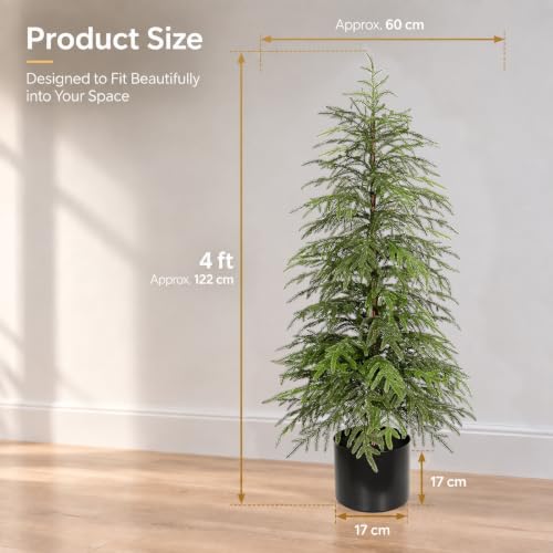 Citilya 4ft Norfolk Pine Christmas Tree 2-Pack – Soft Touch Potted Artificial Trees, Green