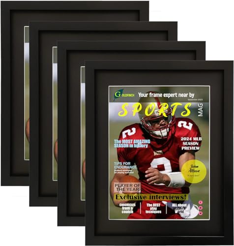 4-Pack Sports Magazine Display Frames with Double Mats, 8.5x11.25