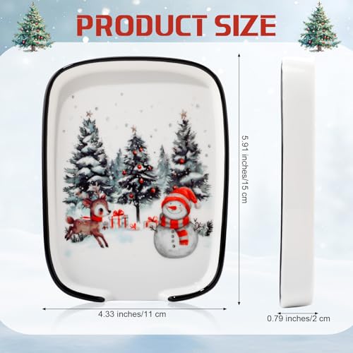 FoldTier Christmas Snowman Ceramic Spoon Rest with 'Warm Winter Blessings' - 5.8" Holiday Kitchen Decor (Variation: Snowman / 1)