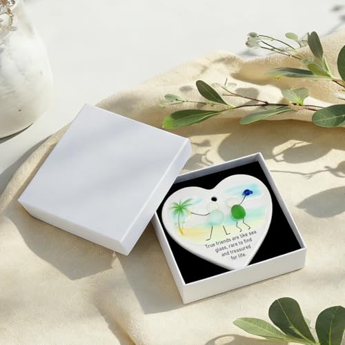 Heart-Shaped Sea Glass Friendship Ornament - Coastal Keepsake Gift