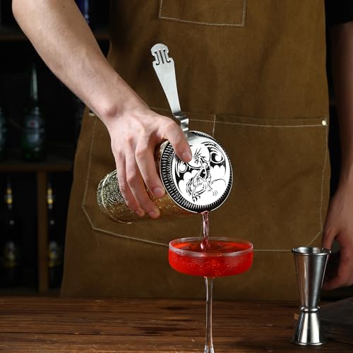 Pterosaur Stainless Steel Cocktail Strainer with Skull Design - Bar Tool by Cocktail Geek