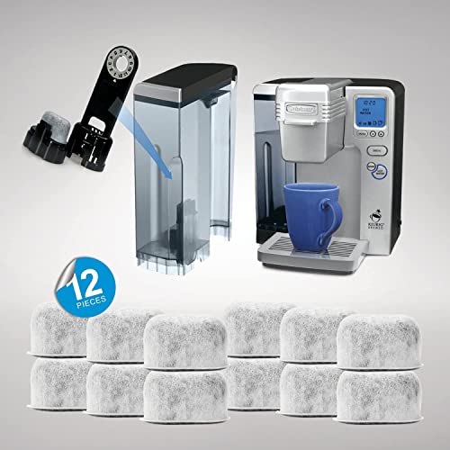 Replacement Charcoal Water Filters for Coffee Makers - 12 Pack (1-7/8" x 3/4")