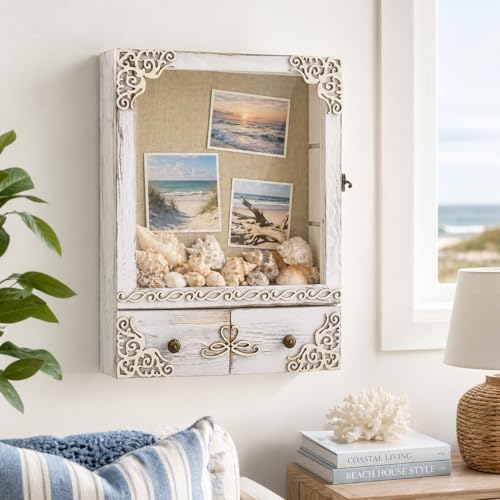 11x16 Lighted Shadow Box Frame with Shelves and Storage Drawers