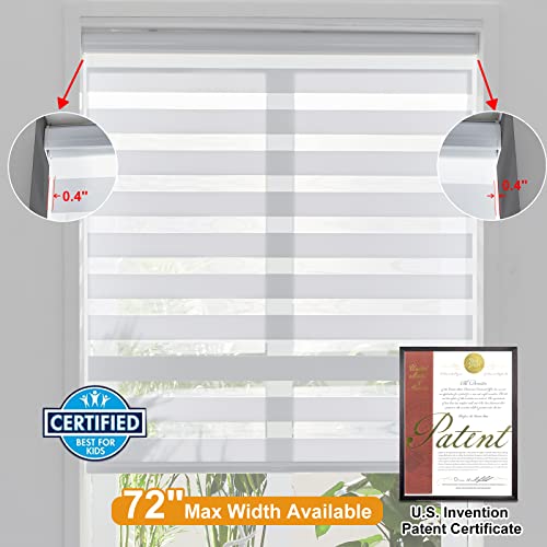 Cordless Zebra Roller Window Shades - Dual Layer Light Control (24" x 72")