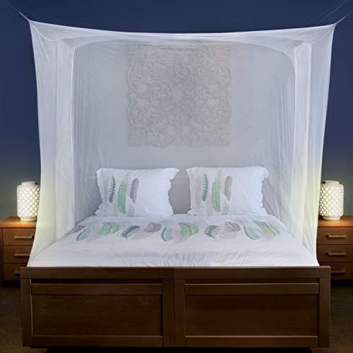 Rectangular Mosquito Net Bed Canopy for Queen & King Beds with Hanging Kit