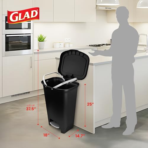 Glad 13-Gallon Plastic Step Trash Can with Clorox Odor Protection