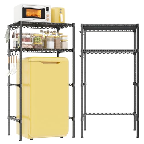 2-Tier Adjustable Mini Fridge Shelf and Storage Rack with Hooks
