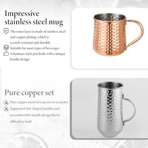 Stainless Steel Moscow Mule Mugs Set of 4 with Copper Finish, 18oz